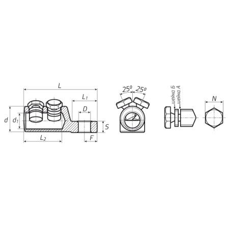 КВТ Наконечник болтовой 2НБЕ-25/50 (мин партия 10 шт.) 65807 KVT КВТ Наконечник болтовой 2НБЕ-25/50 (мин партия 10 шт.) 65807 KVT