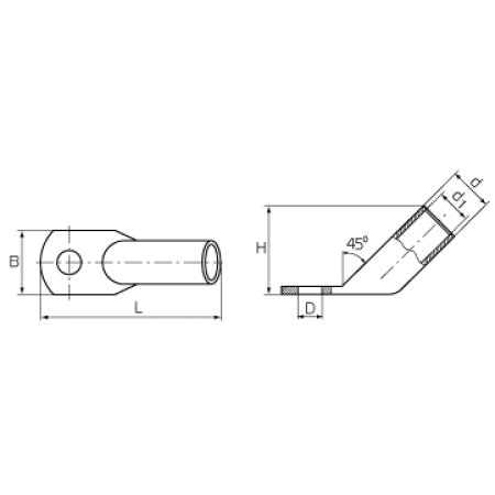 КВТ Наконечник угловой (45°) медный луженый ТМЛс(45) 50-8 (мин партия 50 шт.) 77802 KVT КВТ Наконечник угловой (45°) медный луженый ТМЛс(45) 50-8 (мин партия 50 шт.) 77802 KVT